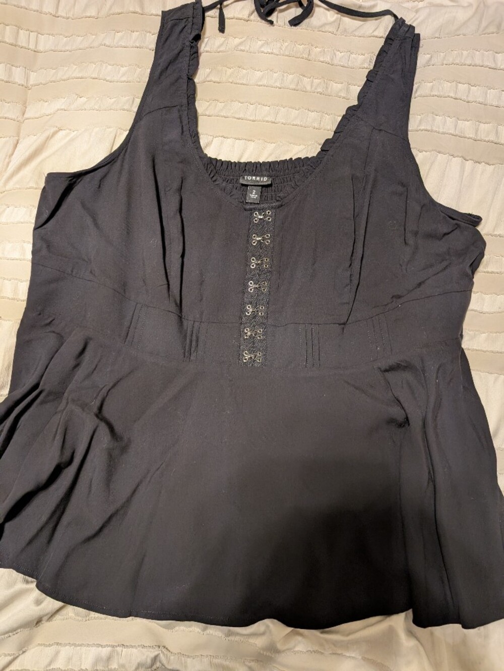 torrid Black Sleeveless Top with Hook-and-Eye Placket